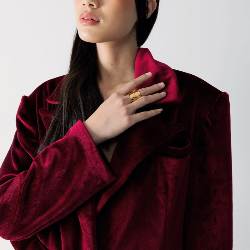 Thumbnail of Karly Maroon Velvet Outerwear Coat image