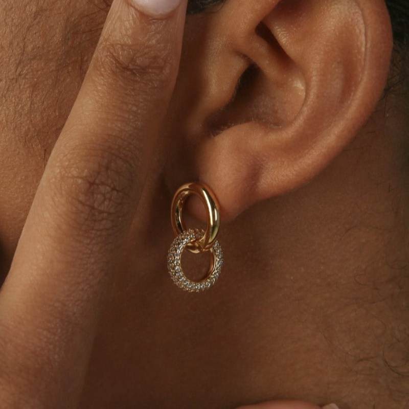 Interlocking Sterling Silver Circle Earrings