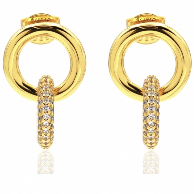 Karma Interlocking Linked Double Circle Hoop Earrings White Pav Zirconia 18K On Sterling Silver by GEMSA LONDON