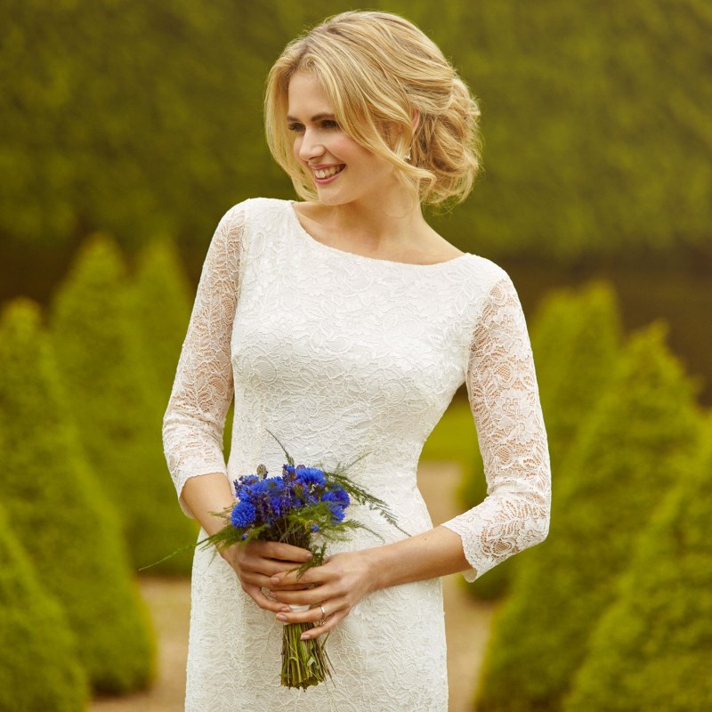 Thumbnail of Katherine Wedding Lace Shift Dress In Ivory image