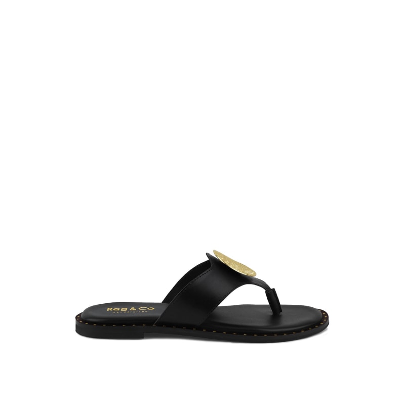Thumbnail of Kathleen Embellished Black Slip-On Thong Sandals image