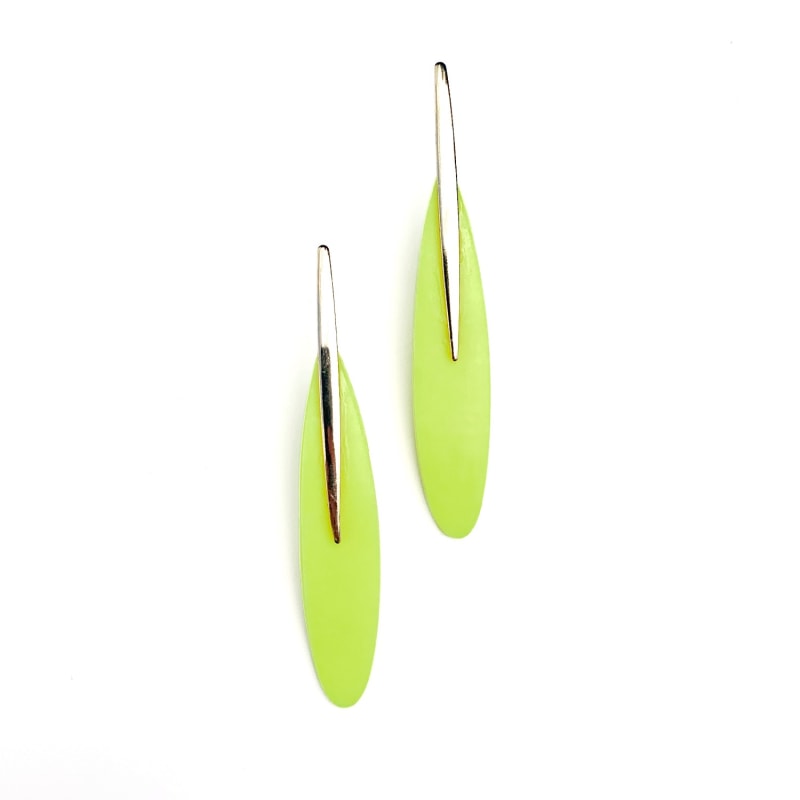 Thumbnail of Neon Yellow Spear Statement Earrings image