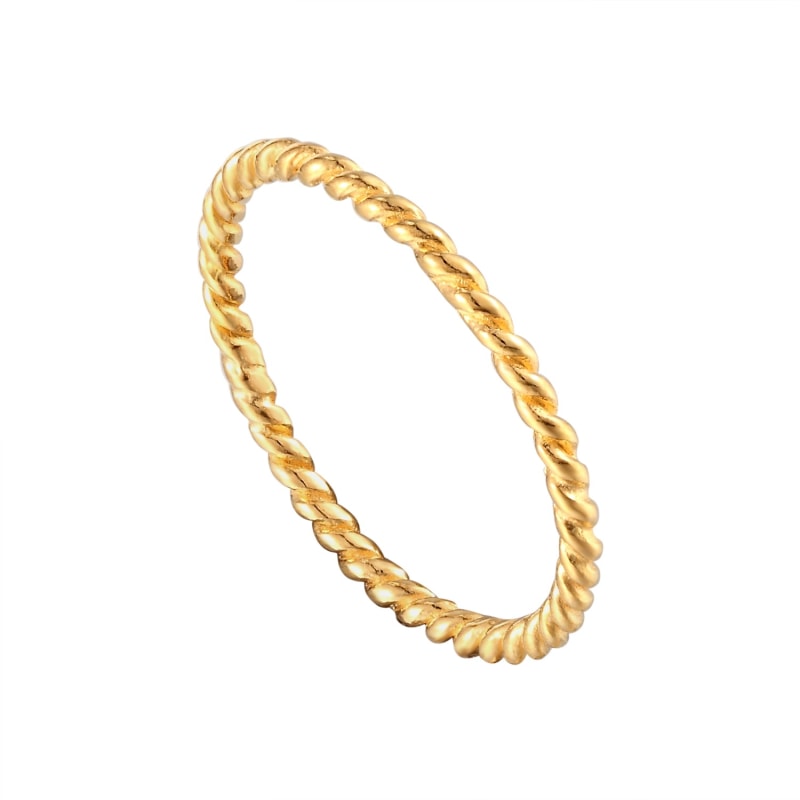Thin Twisted Rope Stacking Ring, Skinny Stackable Rings Gold Vermeil / 9