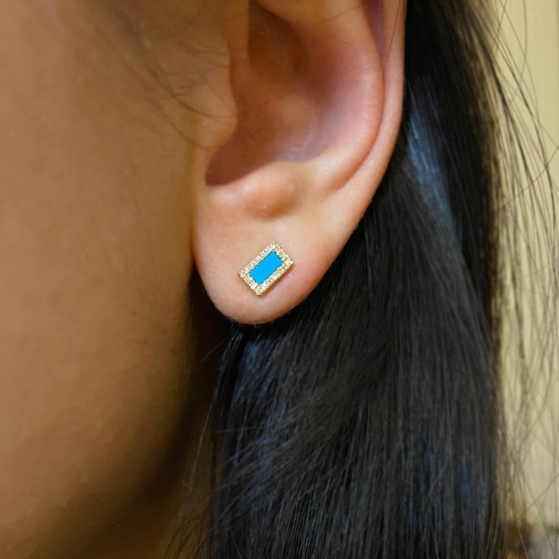 Thumbnail of Rectangle Turquoise Studs image