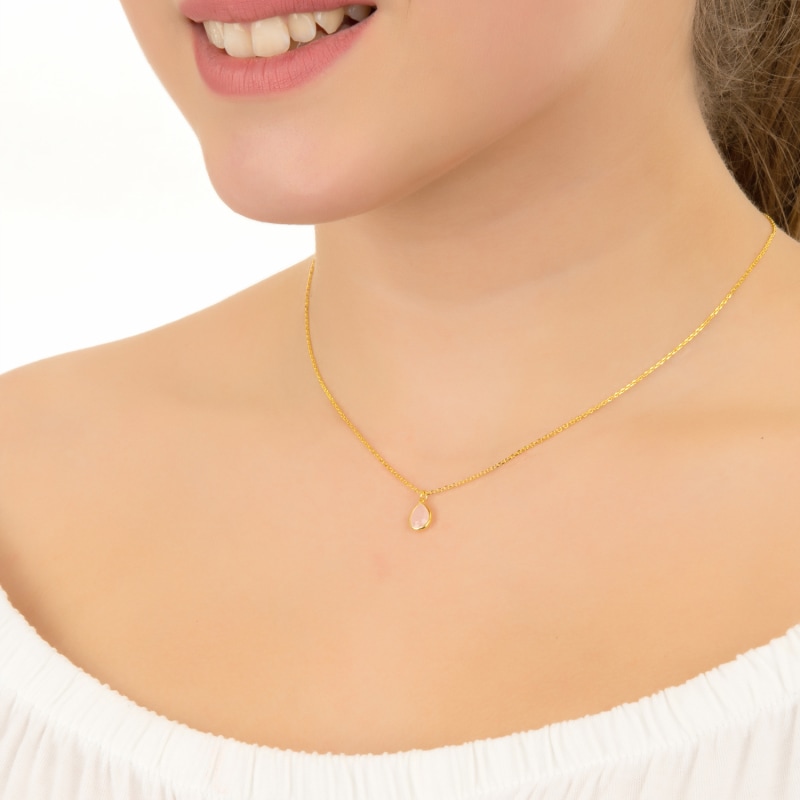 Thumbnail of Pisa Mini Teardrop Necklace Gold Citrine image