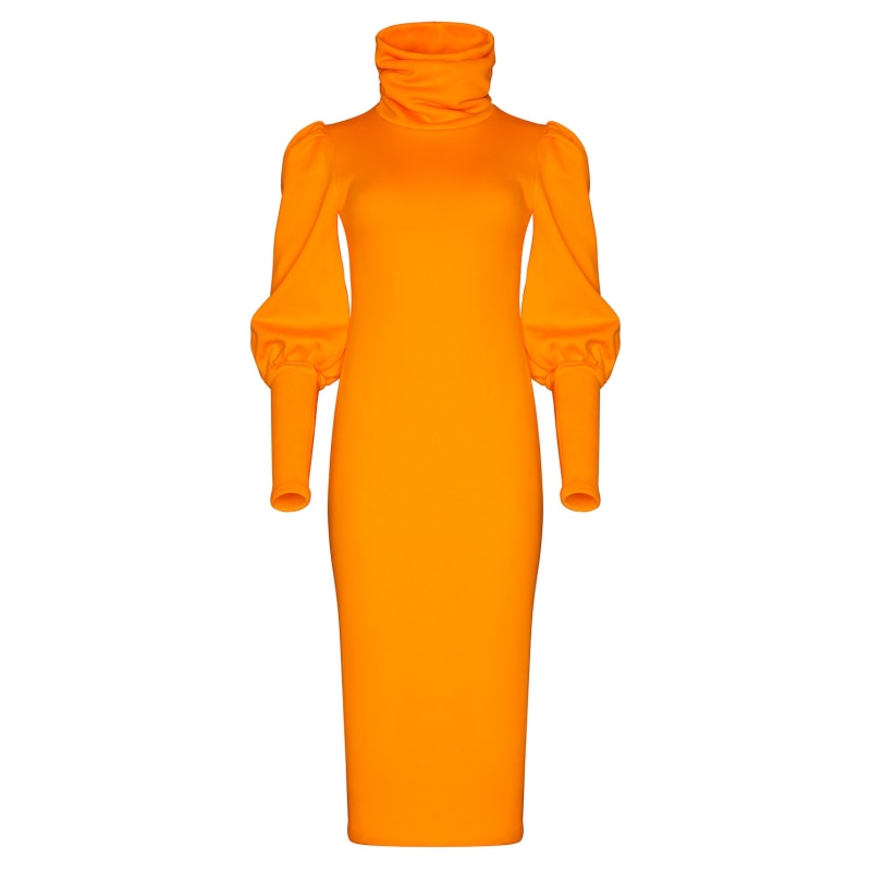 Thumbnail of Organic Fleece Turtleneck Brynja Dress Orange image