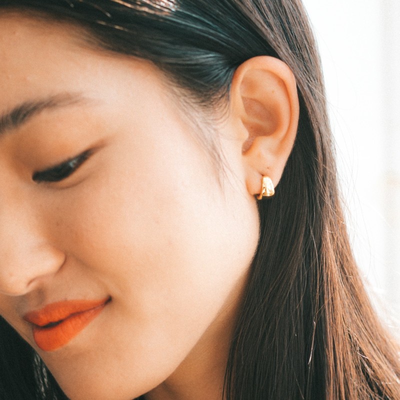 Gold triangle store hoop earrings