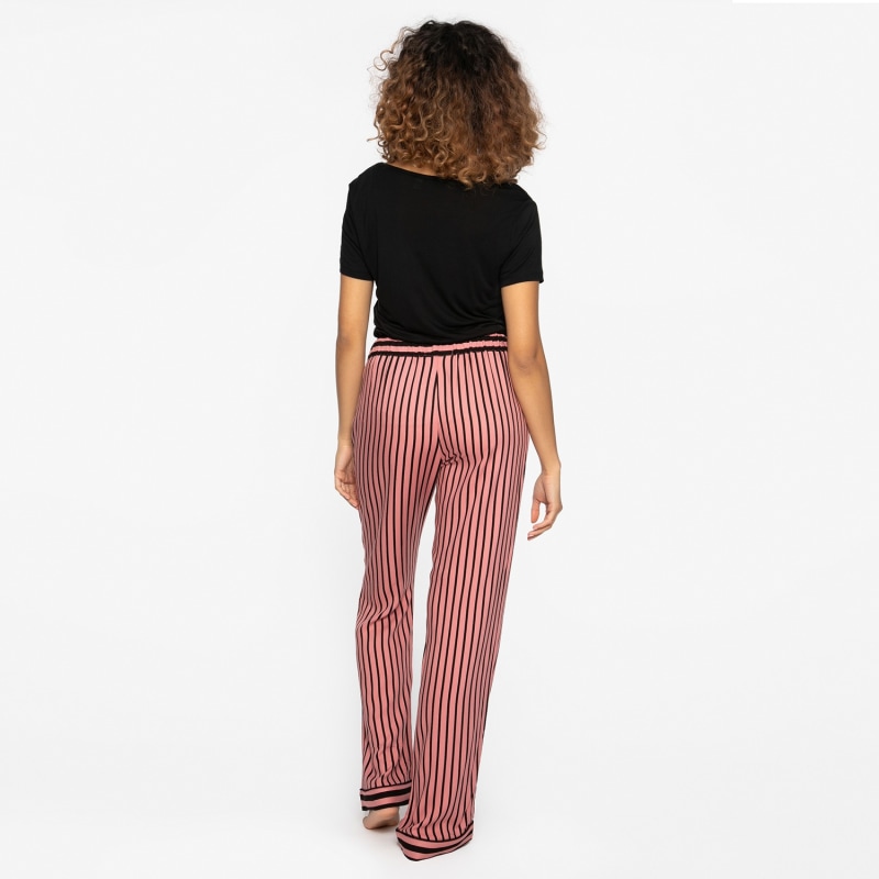 Thumbnail of Boyfriend Fit Stripe Trousers In Terracotta & Black image