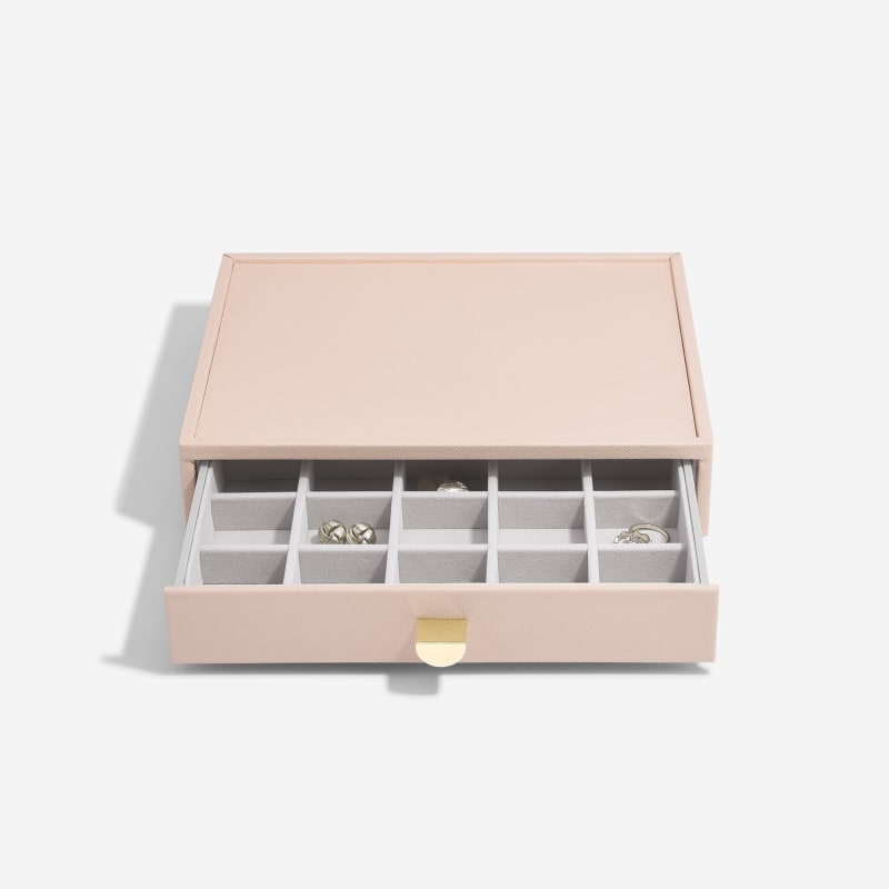 Blush Pink Classic Jewelry Box With Drawers, Stackers