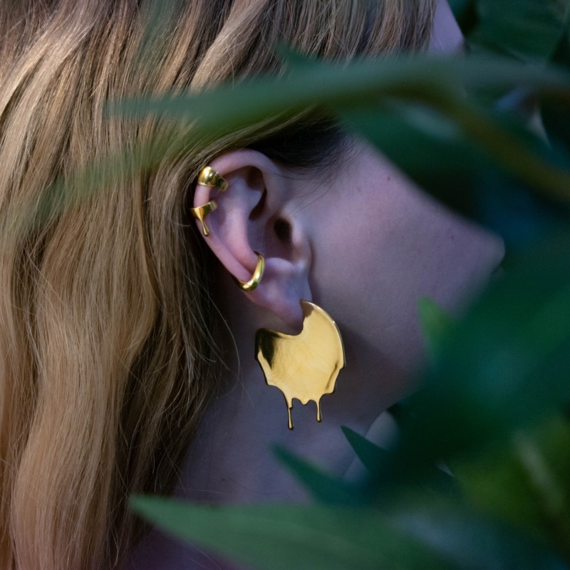 Thumbnail of Dripping Disk Gold Vermeil Earrings image