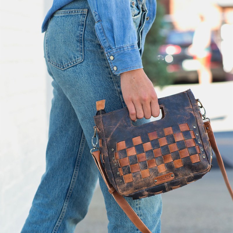 Bed Stu Orchid Woven Leather Purse - Women's Bags in Black Lux Tan