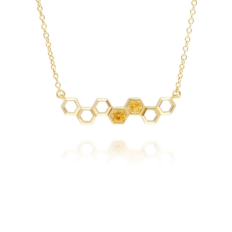 Thumbnail of Honeycomb Citrine Link Necklace In Yellow Gold image