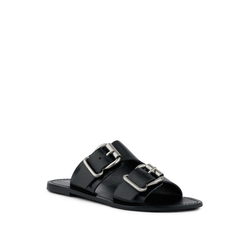 LEONA Black Thong Flat Sandals