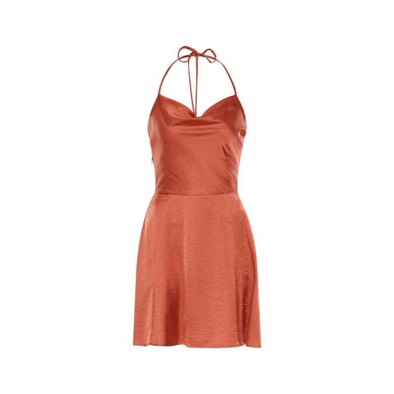 Thumbnail of Backless Satin Slip Mini Dress - Kelly In Burnt Orange image