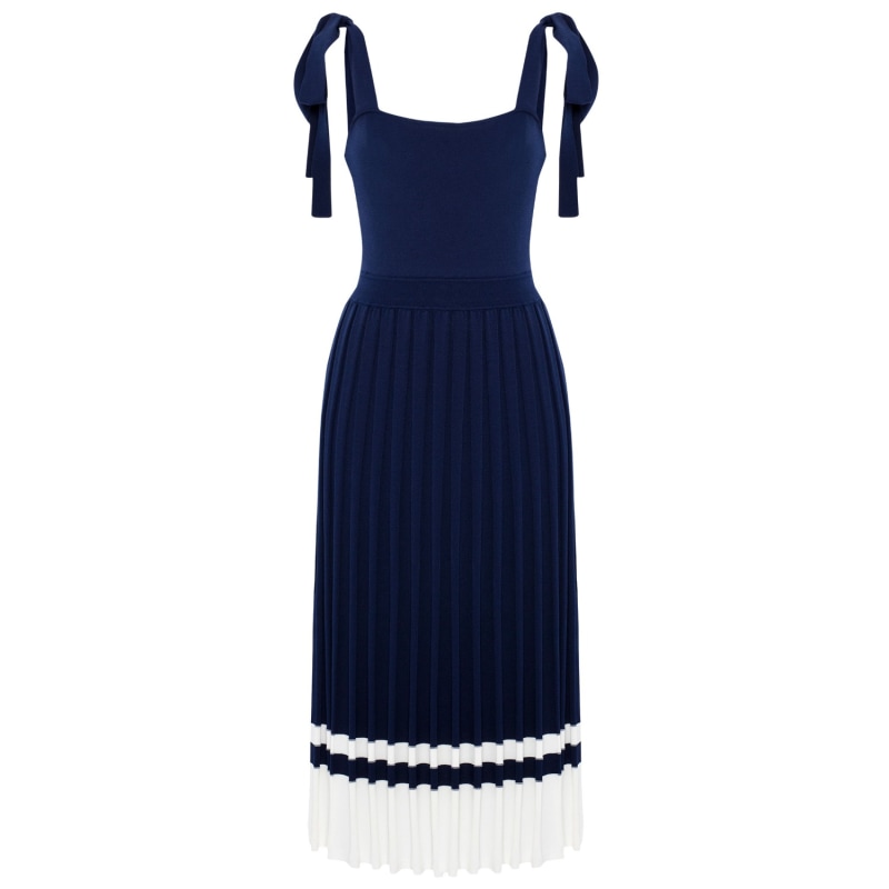 Kelly Strappy Midi Knit Sundress In Navy by Peraluna
