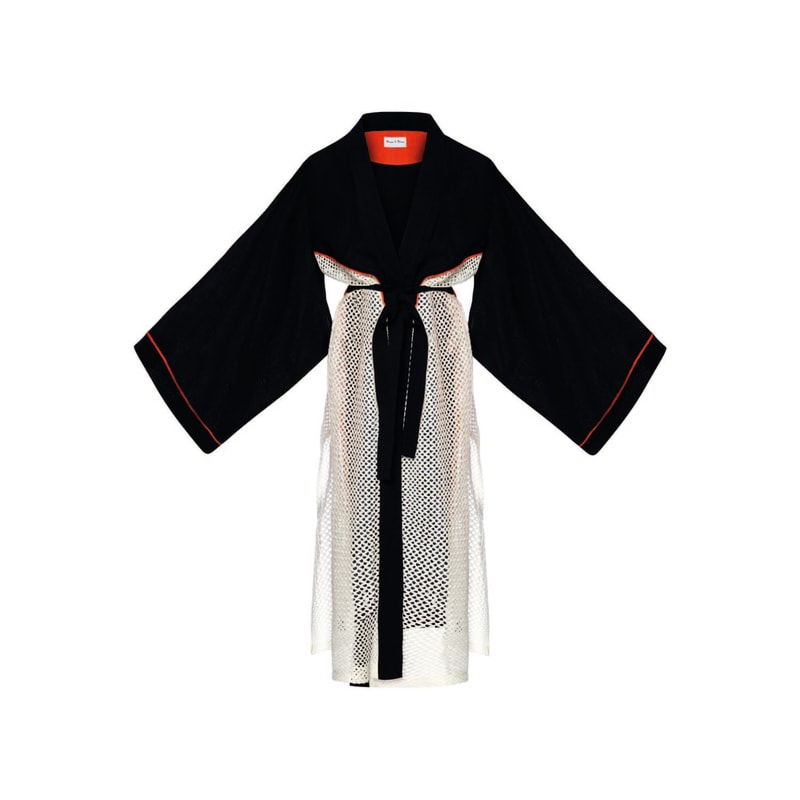 Thumbnail of Keops Linen Blend Fabric With Mesh Detail, Contrast Bias Detail Kimono image