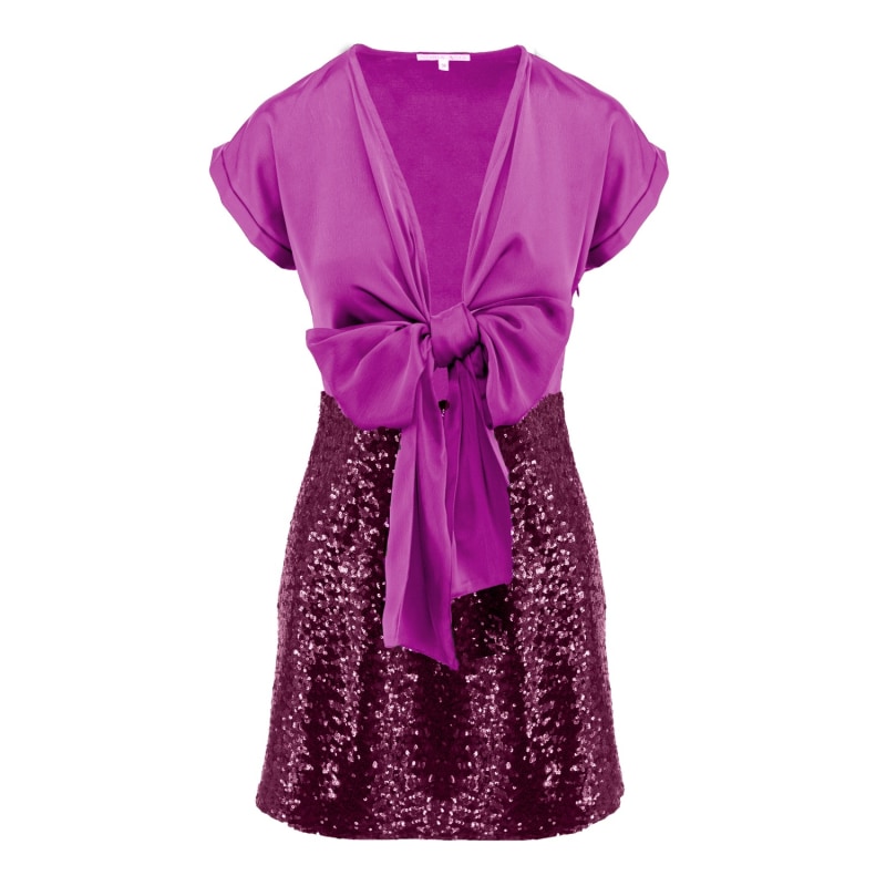 Thumbnail of Eve Bow-Front Mini Dress In Purple image