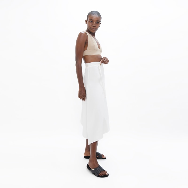 Thumbnail of Mallorca Organic Cotton Twill Asymmetric Skirt In White Dove image