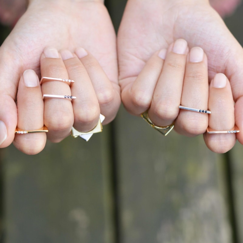 Thumbnail of Minerva Sterling Silver Stacking Ring With White Topaz image