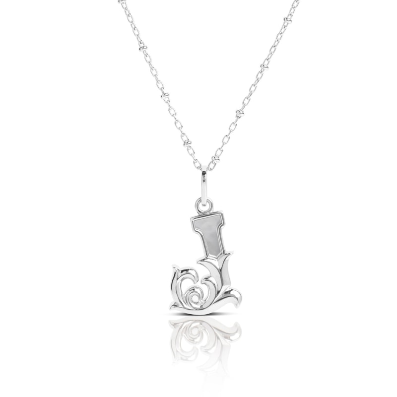 Solid Silver J Initial Necklace With Mother Of Pearl Kasun
