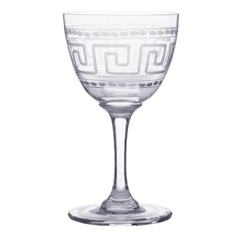 Thumbnail of Six Hand-Engraved Crystal Liqueur Glasses With Greek Key Design image