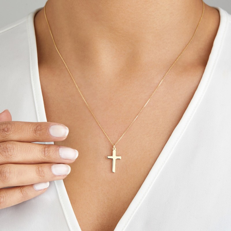 Thumbnail of Solid Gold Cross Pendant Necklace image