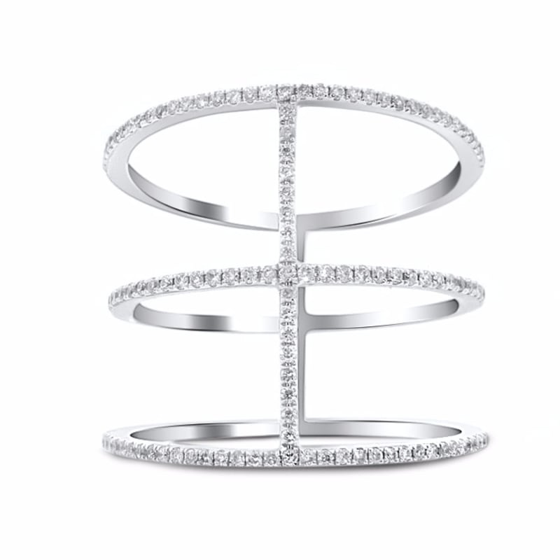 Thumbnail of Three Band Diamond Ring 18K White Gold image