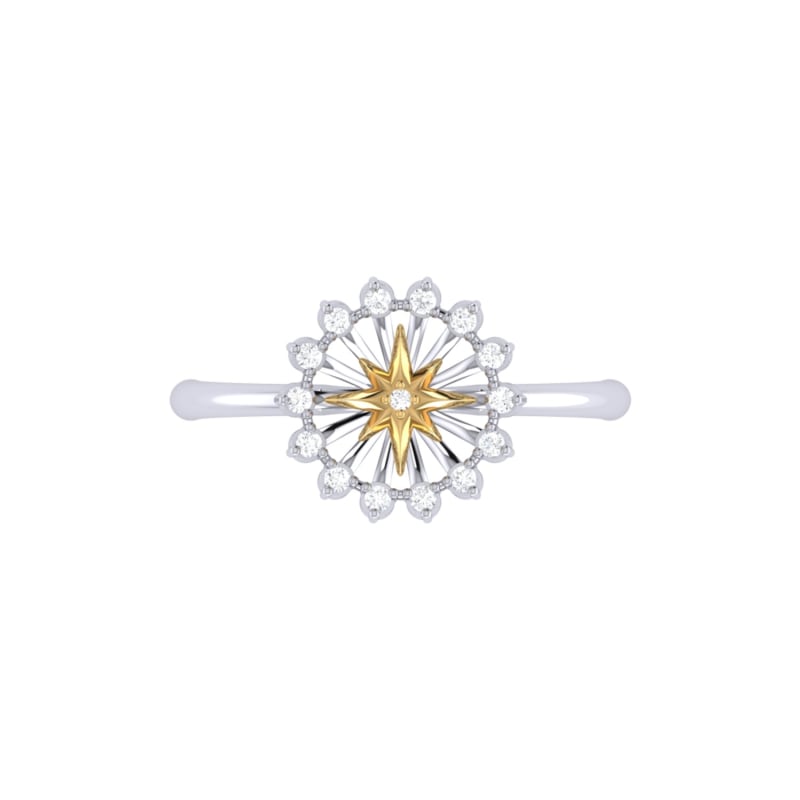Thumbnail of Starburst Two-Tone Ring In 14 Kt Gold Vermeil On Sterling Silver image