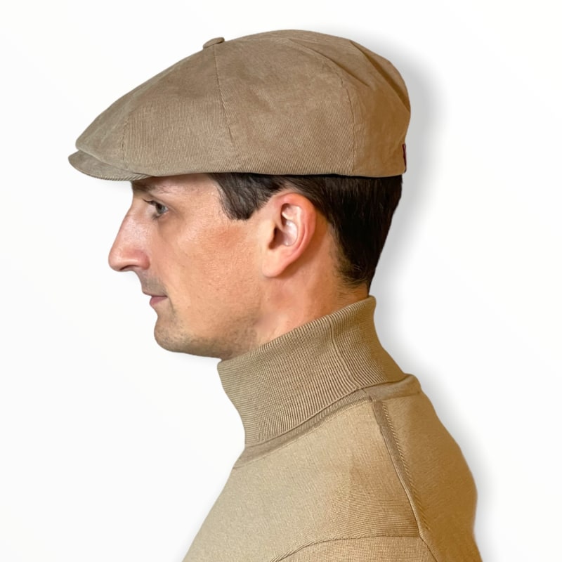 Thumbnail of Theos Charm Newsboy Flat Cap In Fine Beige Corduroy image