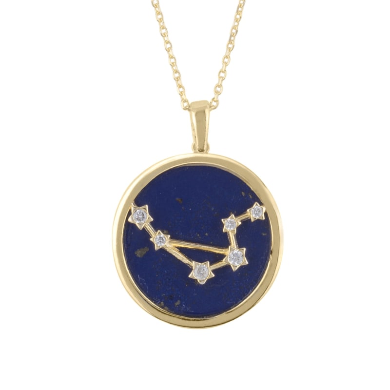 Thumbnail of Zodiac Lapis Lazuli Gemstone Star Constellation Pendant Necklace Gold Libra image