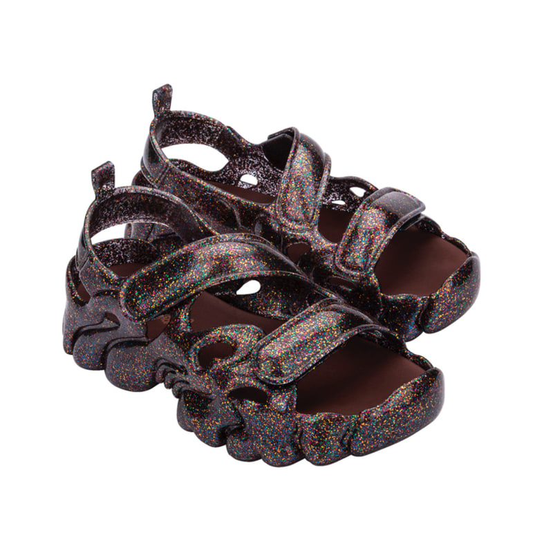 Collina Strada Puff Sandal Black Multi Glitter | Melissa | Wolf