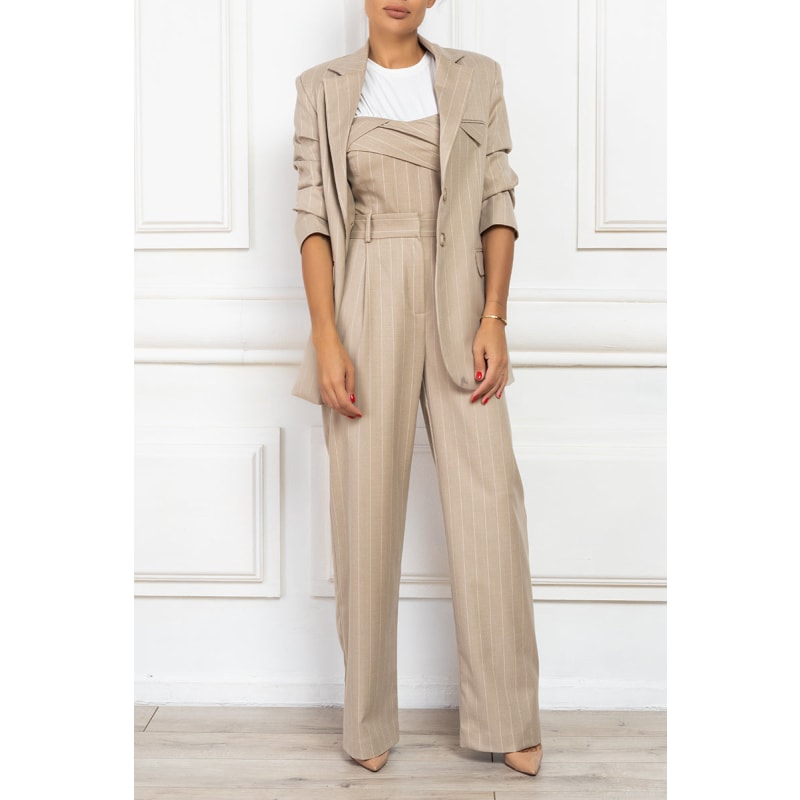 Thumbnail of Pleated Pinstripe Wide-Leg Pants image