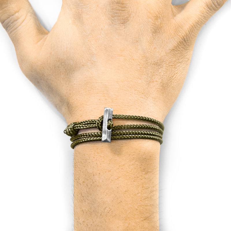 Thumbnail of Khaki Green Oxford Silver & Rope Bracelet image