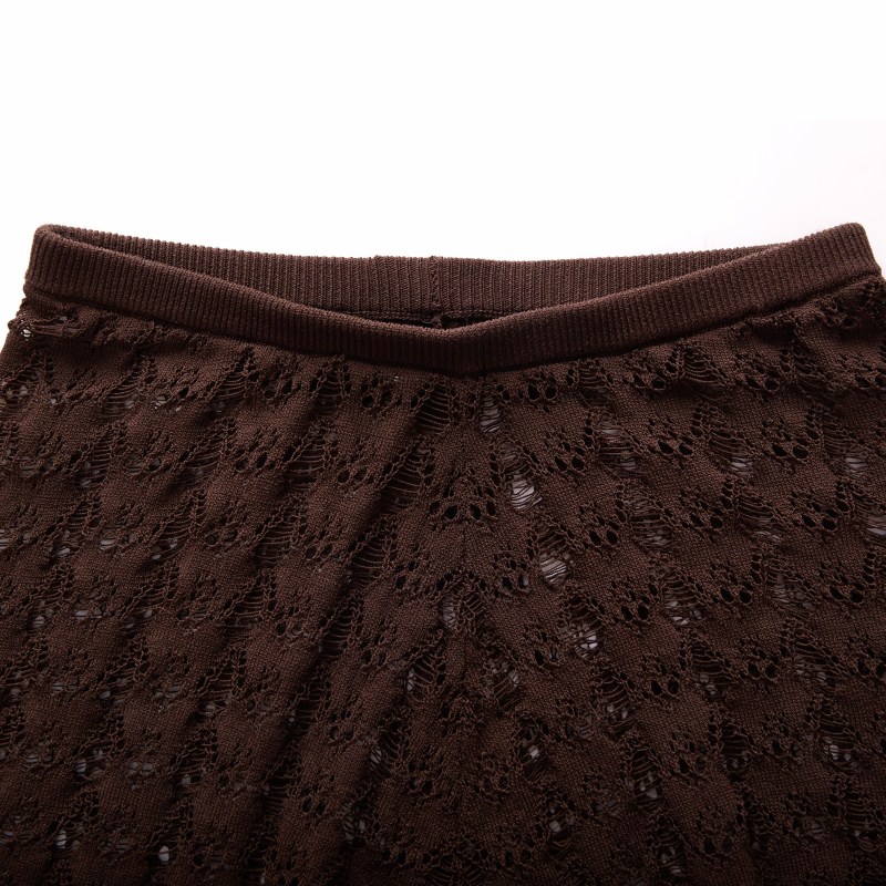 Thumbnail of Fully Fashioning Khloe Crochet Knit Legging Short - Dark Brown image