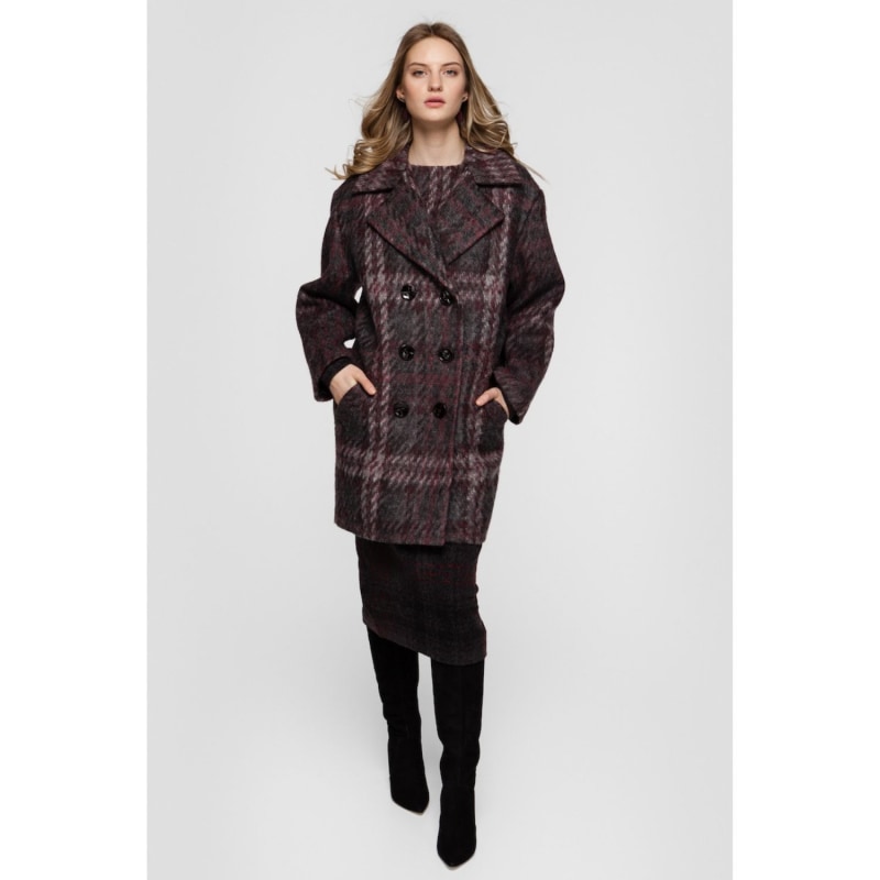 Thumbnail of Sally Brushed Coat In Red Check image