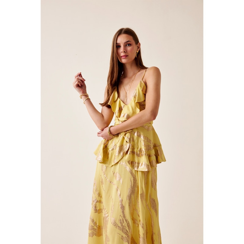 Thumbnail of Kiara Maxi Yellow Gold Silk Summer Dress image