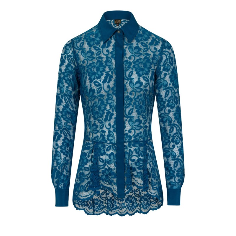 Thumbnail of Teal Lace Shirt image