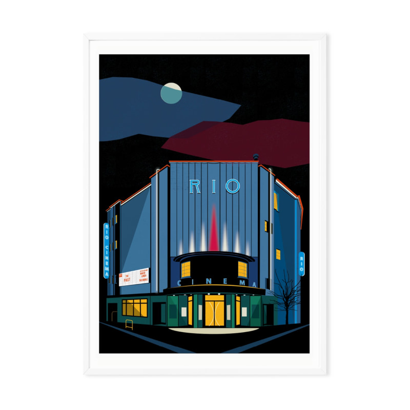 Thumbnail of The Art Deco Rio Cinema, Illustrated Art Print Of London image