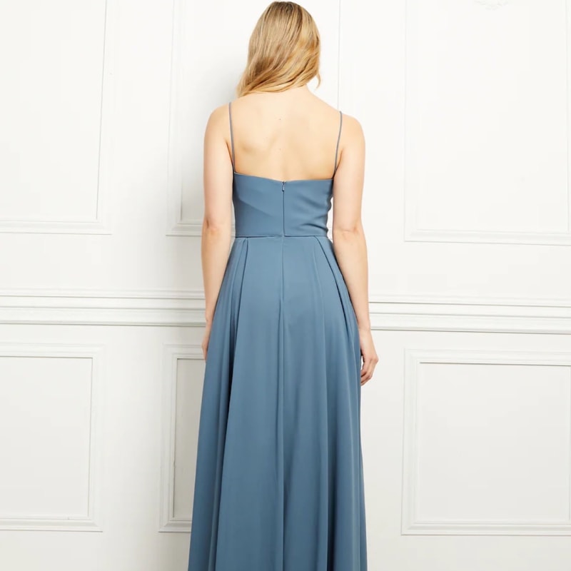 Thumbnail of Kitty Steel Blue Chiffon Evening Gown image