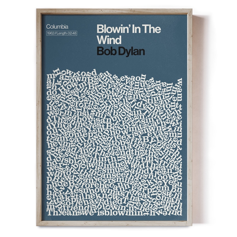 Thumbnail of Blowin' In The Wind - Song Lyric Print image