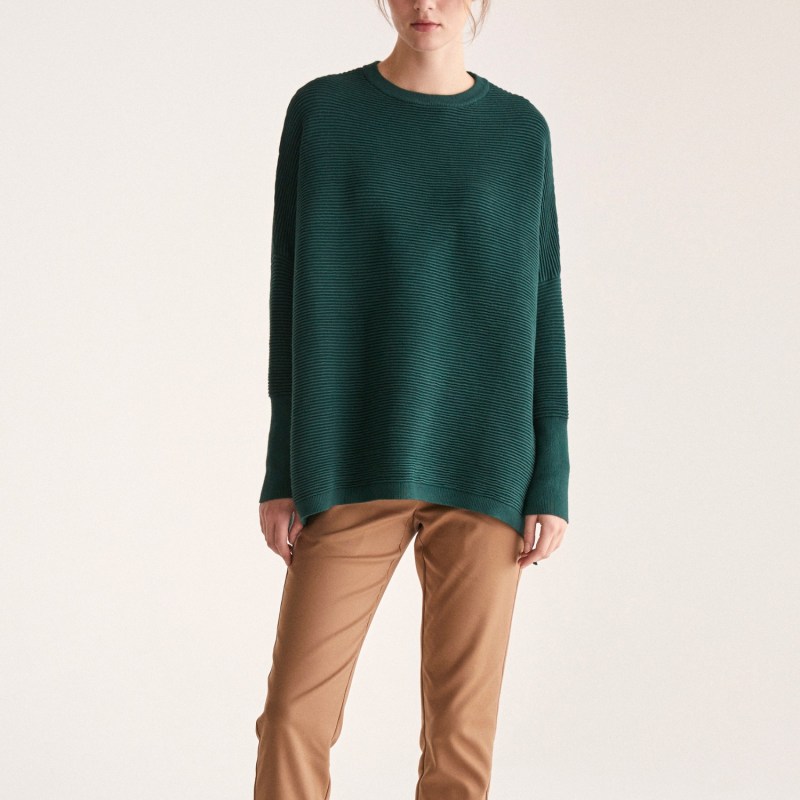 Thumbnail of Paisie Ribbed Jumper In Dark Green image