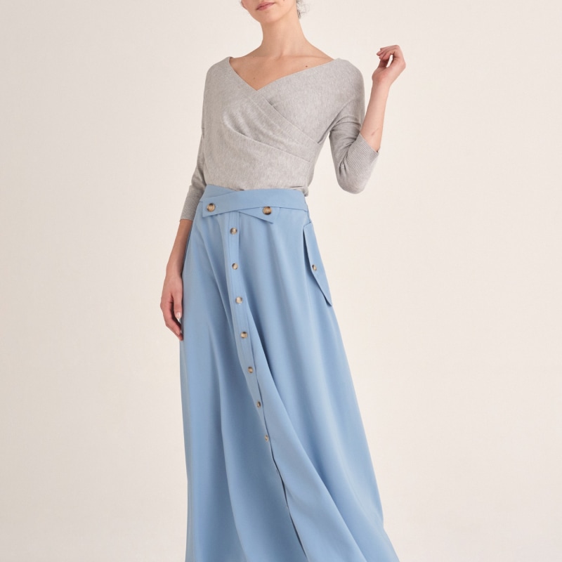 Thumbnail of Knitted Wrap Top In Light Grey image