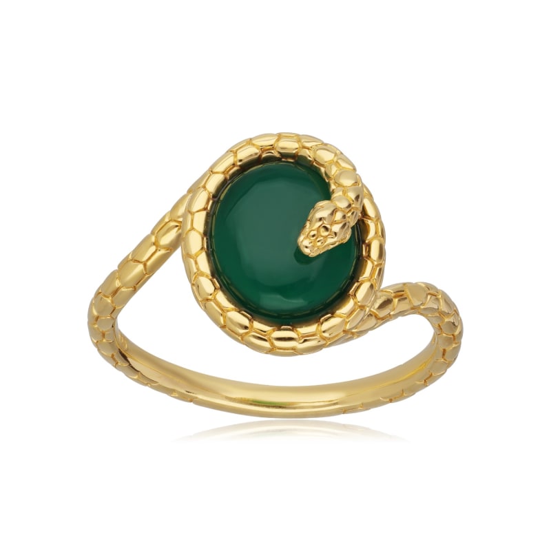 Thumbnail of Ecfew Dyed Green Chalcedony Snake Ring image