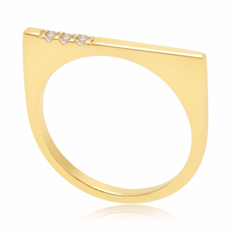 Thumbnail of Minerva Gold Stacking Ring With White Topaz image