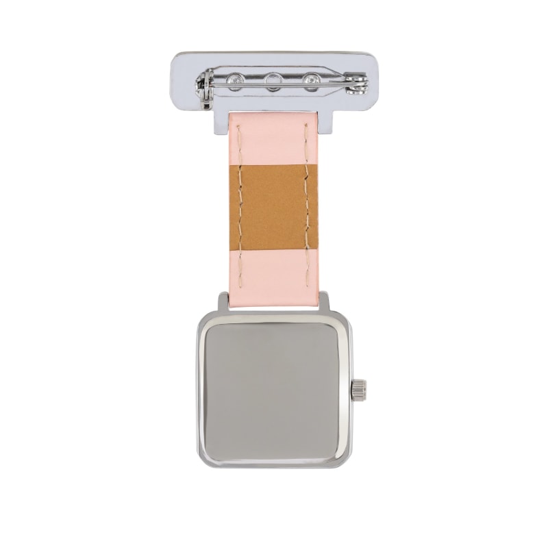Thumbnail of Annie Apple Square Rose Gold & Silver/Pink Leather Nurse Fob Watch image