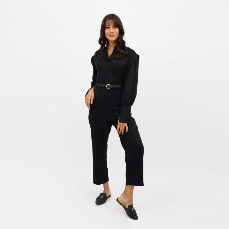 Thumbnail of Dakar Tencel Straight Leg Jumpsuit In Licorice Black image