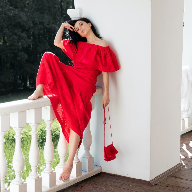 Thumbnail of Lyubava Maxi Dress In Scarlet Red image