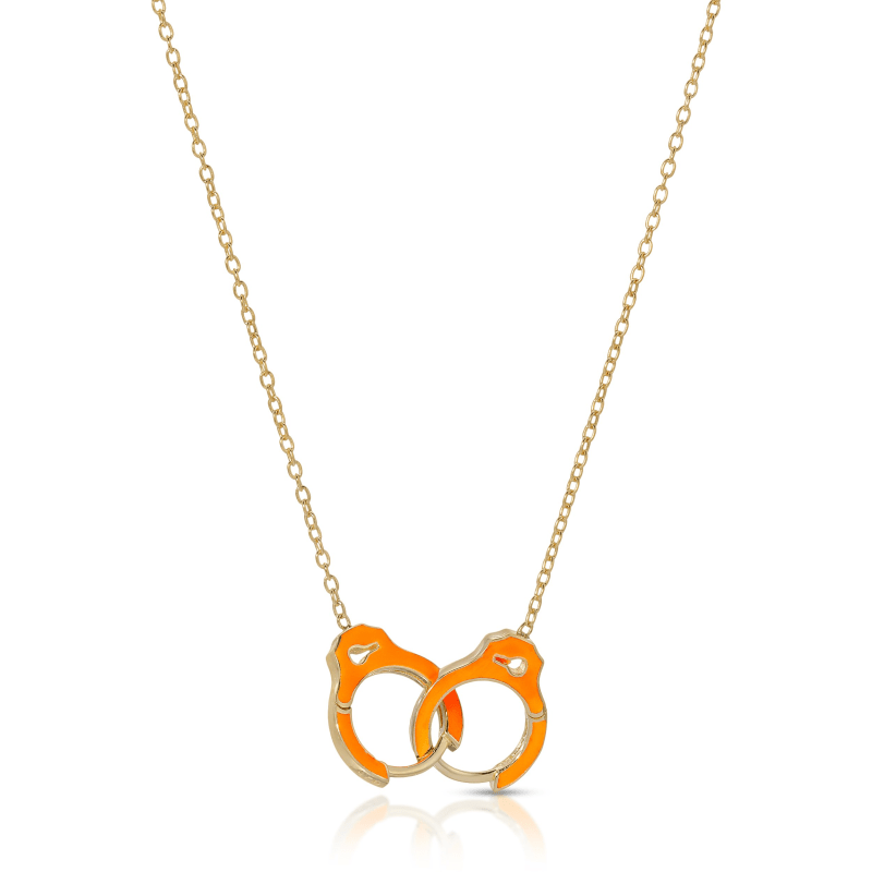 Thumbnail of Enamel Handcuff Necklace Neon Orange image