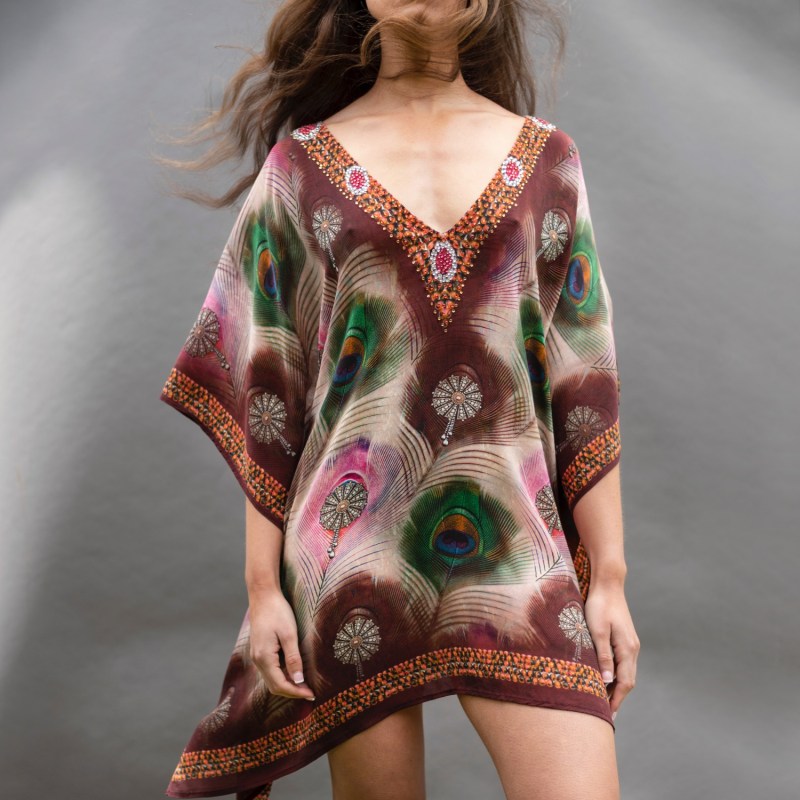 Thumbnail of Mor Peacock Deep V Neck Caftan image