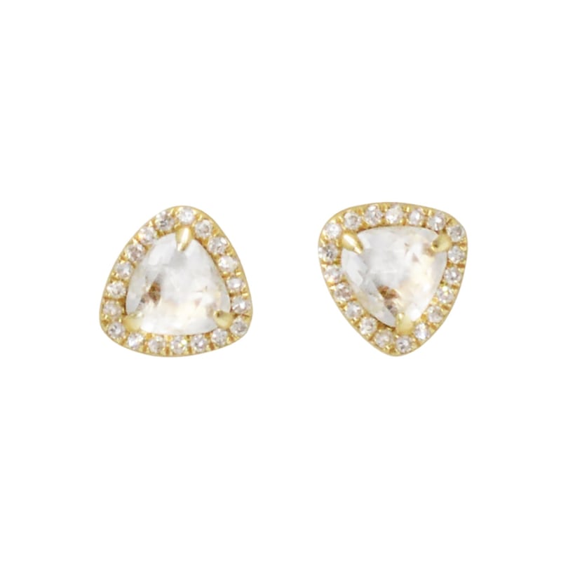 Thumbnail of Diamond Trillion Stud Earrings With White Topaz image